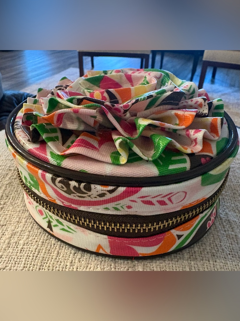 Mud Pie Jewelry Travel Multicolor Gold-Accent Floral Zip Pouch Like New